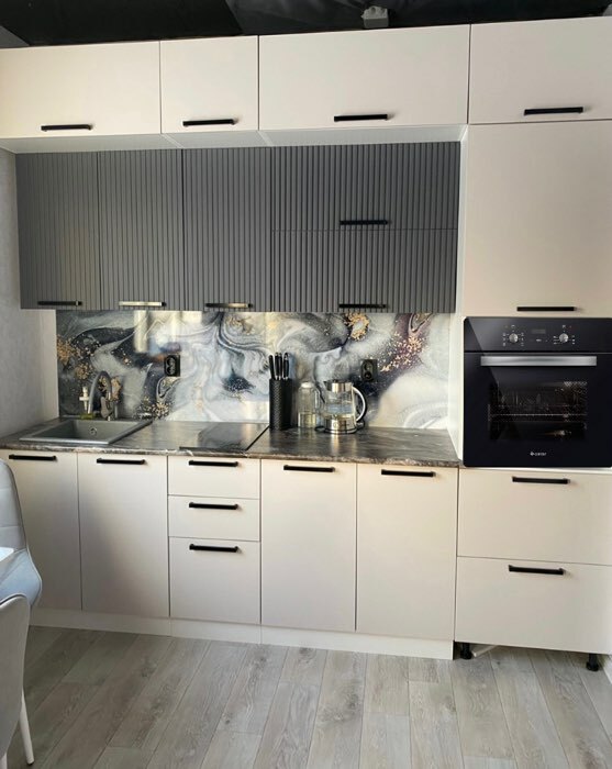 Фотография покупателя товара Кухонный гарнитур трехуровневый под потолок Кристен 2600, Белый/Графит - Фото 3