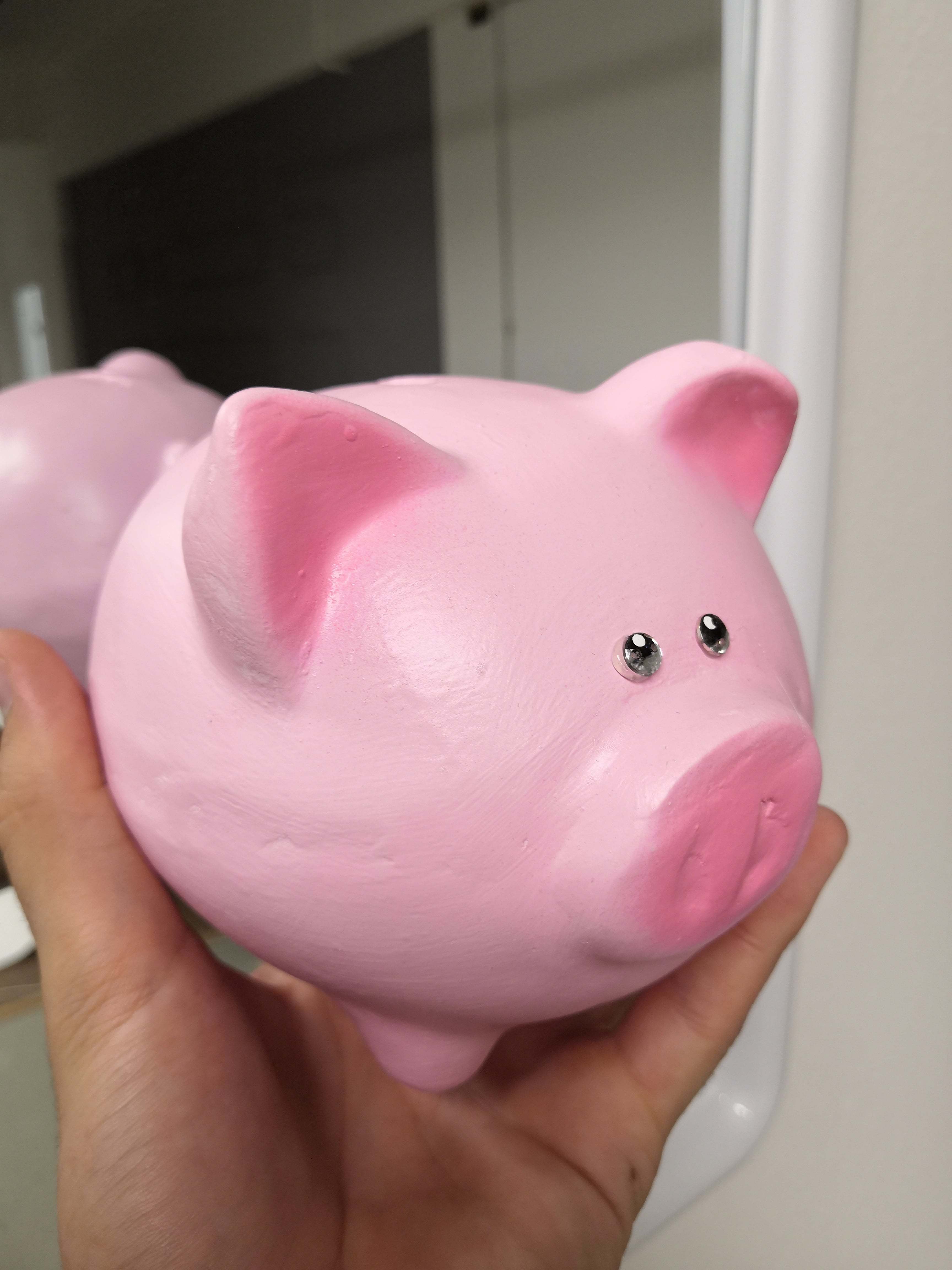 Фотография покупателя товара Копилка "Свинка", глянец, розовый цвет, 12 см, микс - Фото 2