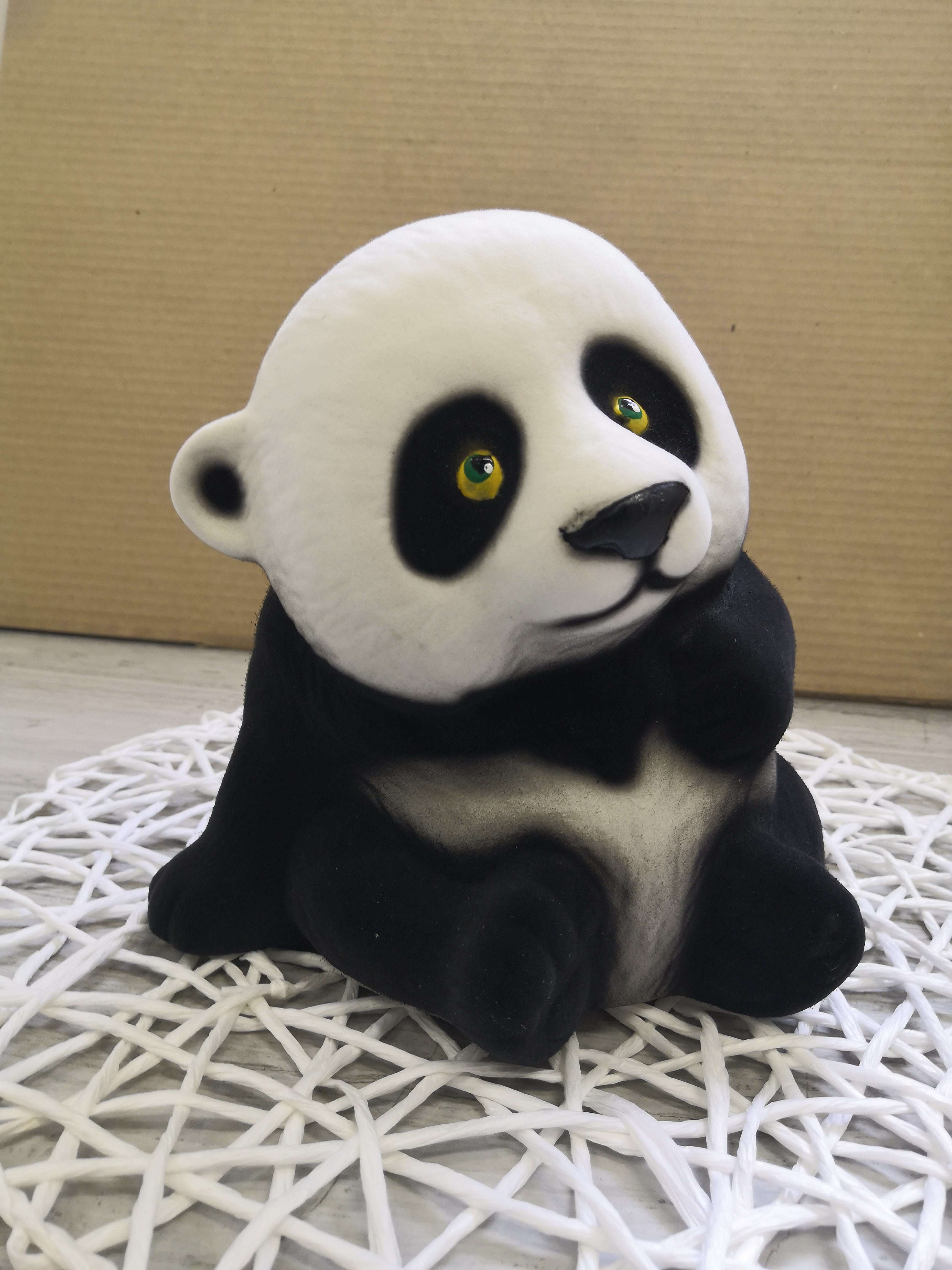 Фотография покупателя товара Копилка "Панда", флок, чёрный цвет, 19 см - Фото 4