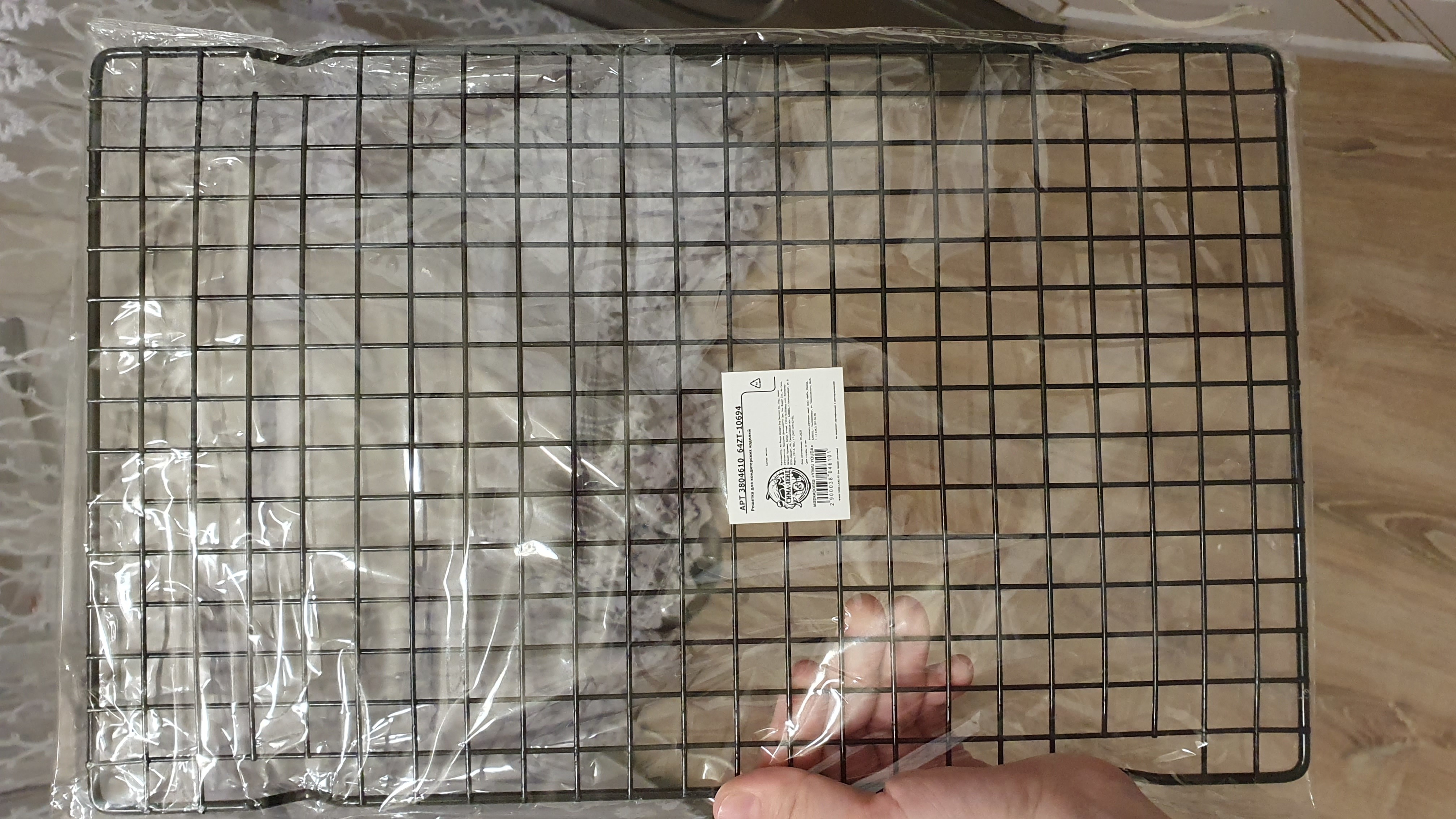 Фотография покупателя товара Решётка для глазирования и остывания кондитерских изделий KONFINETTA, 40×25×1,5 см, цвет чёрный