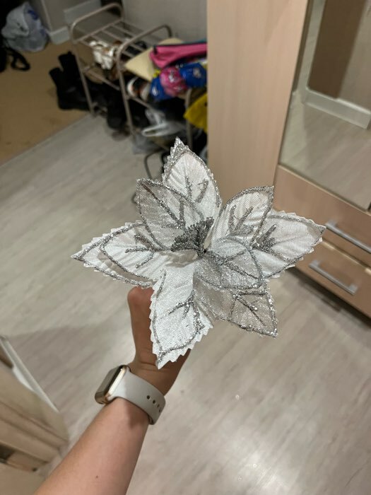 Фотография покупателя товара Декор "Зимний цветок" 15,5х12 см, белый