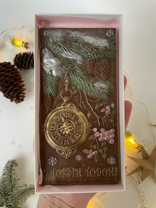 Фотография покупателя товара Форма для шоколада и конфет пластиковая «С Новым годом. Ёлка, часы», 17×8,5 см, цвет прозрачный - Фото 2