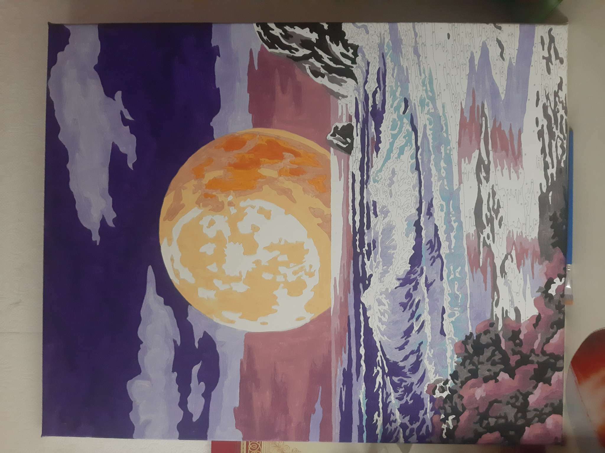 Фотография покупателя товара Картина по номерам на холсте с подрамником «Луна на закате», 40 х 50 см - Фото 1