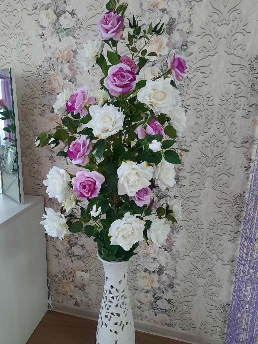 Фотография покупателя товара Цветы искусственные "Роза Прованс" 11х100 см, белый - Фото 1