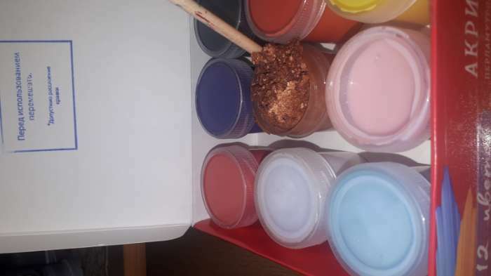 Фотография покупателя товара Краска акриловая, набор 12 цветов х 20 мл, Calligrata Mix : 6 стандарных ; металлик, перламутровый, флуоресцентный, с блестками, морозостойкий