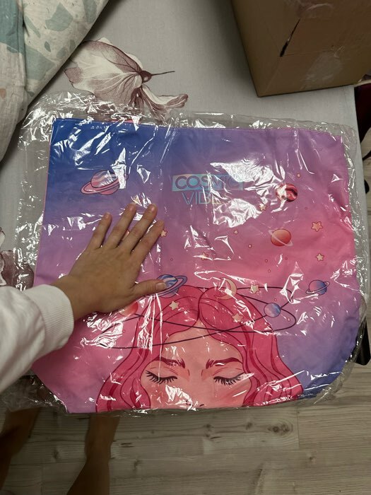 Фотография покупателя товара Сумка-шопер Cosmic vibes без молнии с подкладкой, цвет розовый - Фото 1