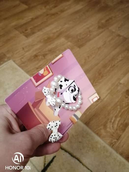 Фотография покупателя товара Набор детский «Выбражулька» 2 предмета: браслет, кольцо, фигурка далматинец, белый - Фото 4