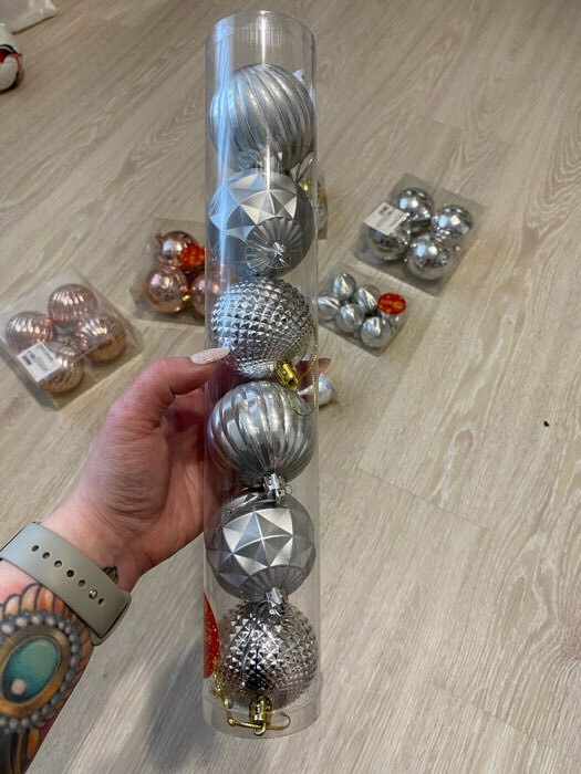 Фотография покупателя товара Ёлочные игрушки «Призма», шары новогодние, набор 6 шт., d=6 см, серебристый - Фото 4