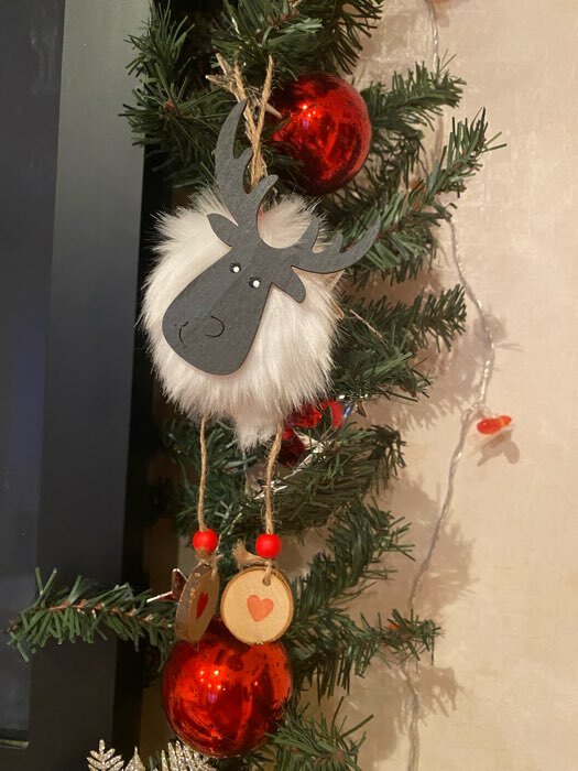 Фотография покупателя товара Подвеска новогодняя «Меховой олень», цвет серый - Фото 1