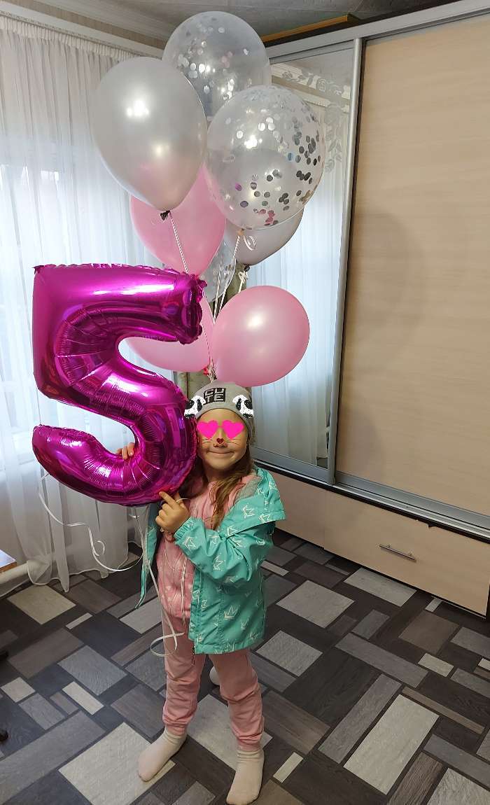 Фотография покупателя товара Фонтан из шаров "5 лет", для девочки, латекс, фольга, 10 шт.