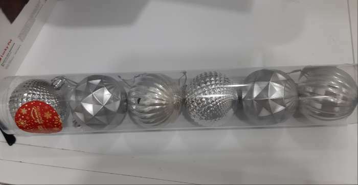 Фотография покупателя товара Набор шаров пластик d-6 см, 6 шт "Призма" серебро - Фото 1
