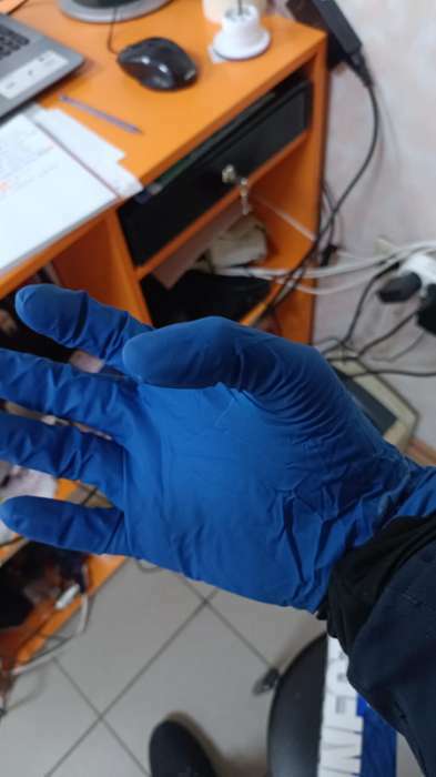 Фотография покупателя товара Перчатки латексные «High Risk», смотровые, нестерильные, размер XL, 50 шт/уп (25 пар), цвет синий - Фото 1