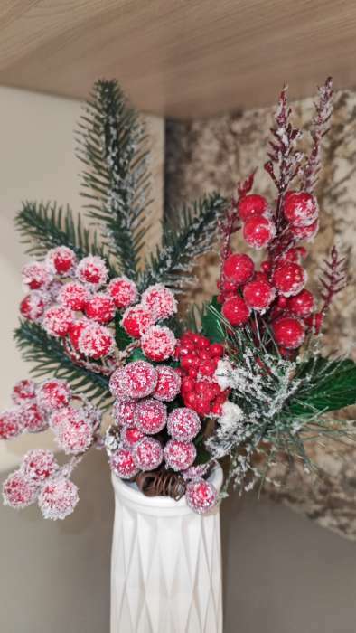 Фотография покупателя товара Декор "Зимние грезы" калина красная ягодки в снегу, 24 см - Фото 8