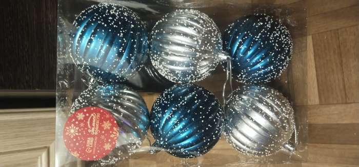 Фотография покупателя товара Набор шаров пластик d-8 см, 6 шт "Роксолана" бело-синий