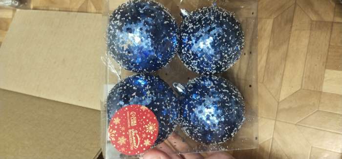 Фотография покупателя товара Набор шаров пластик d-8 см, 4 шт "Переливы конфетти" синий - Фото 3