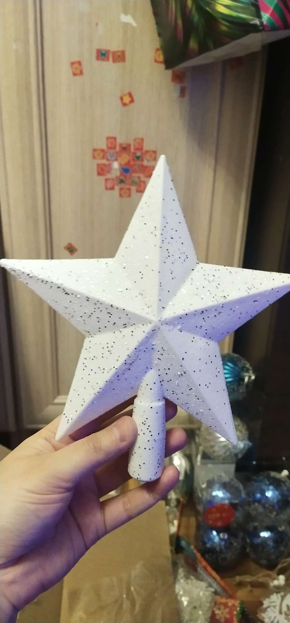 Фотография покупателя товара Звезда на ёлку (верхушка) млечный путь, 18×19 см, белый - Фото 6