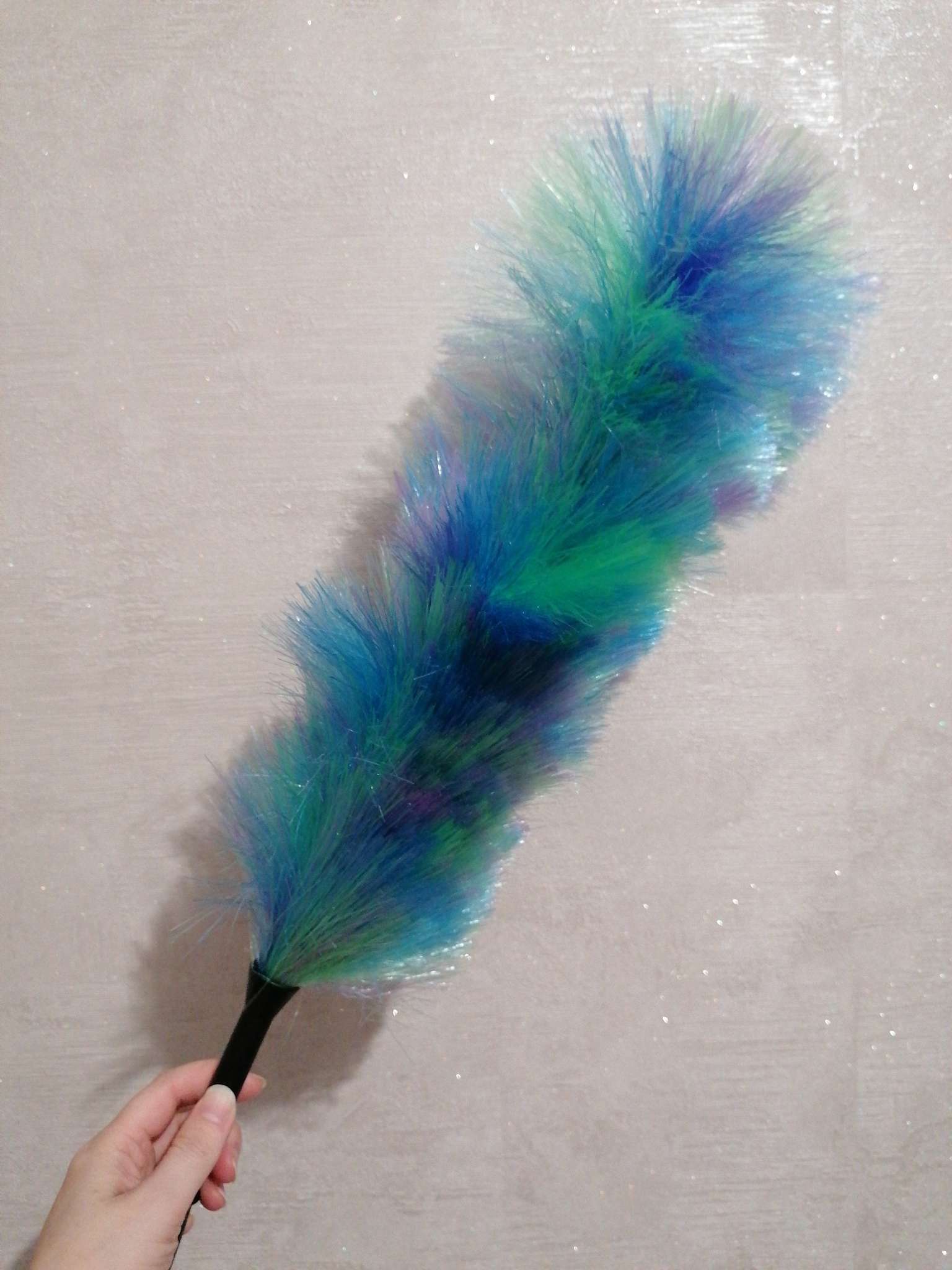 Фотография покупателя товара Щётка для удаления пыли Доляна «Павлин», 44 см, насадка 25 см - Фото 2