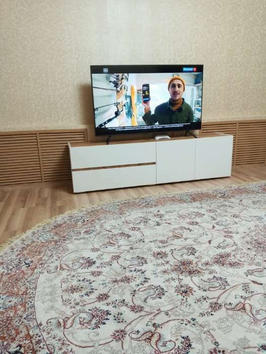 Фотография покупателя товара Тумба под ТВ «Аркон», 1800×370×490 мм, цвет белый / бетон тёмный - Фото 2