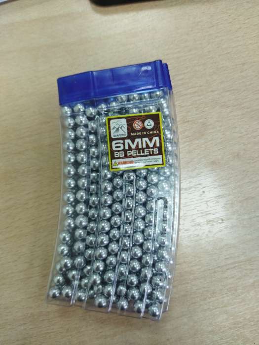 Фотография покупателя товара Пульки 6 мм пластиковые в рожке, 500 шт., цвет серебристый - Фото 1