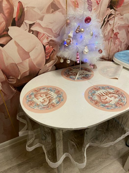 Фотография покупателя товара Салфетка новогодняя на стол «Белочки», 30х30 см, оксфорд, полиэстер