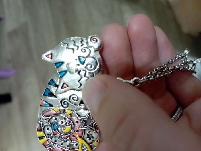 Фотография покупателя товара Брошь «Кот» сказочный, цветная в серебре - Фото 1