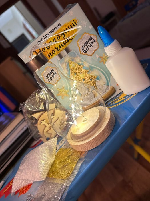 Фотография покупателя товара Набор для творчества «Новогодний ночник. Снеговик», деревянные вставки - Фото 1