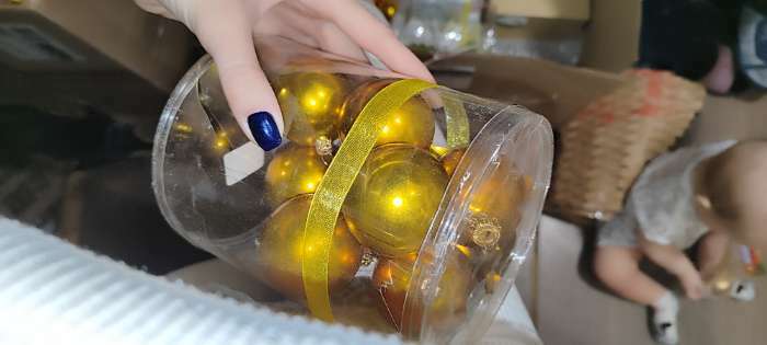 Фотография покупателя товара Набор шаров d- 5 cм, 9 шт "Сияние" золото - Фото 5