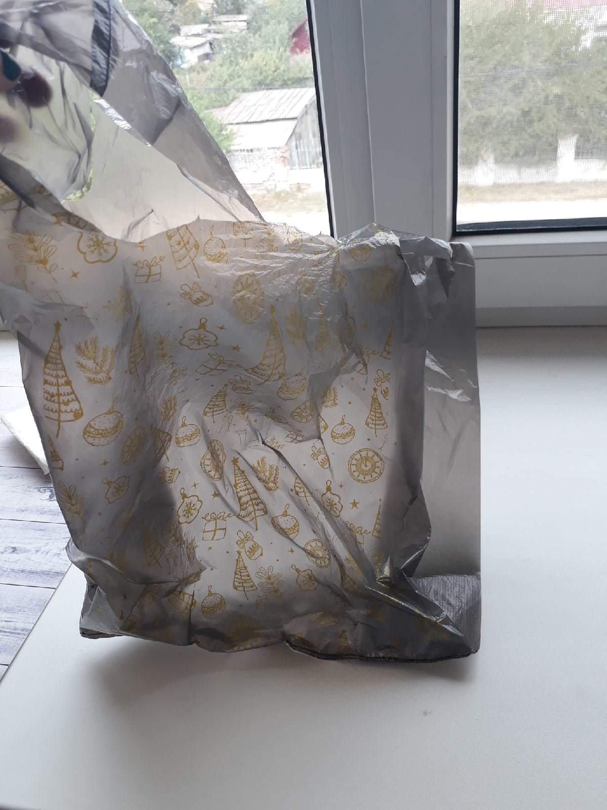 Фотография покупателя товара Пакет "Золотые снежинки", полиэтиленовый майка, 28 х 50 см, 12 мкм
