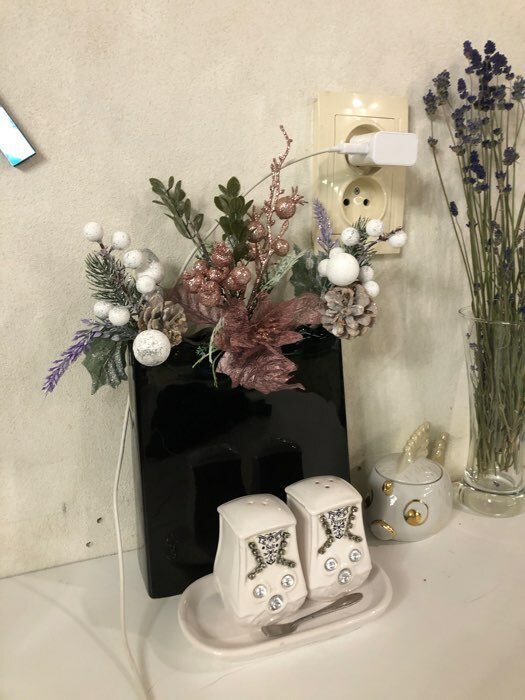 Фотография покупателя товара Еловая ветка декоративная «Зимнее волшебство. Грёзы», 16 см - Фото 1