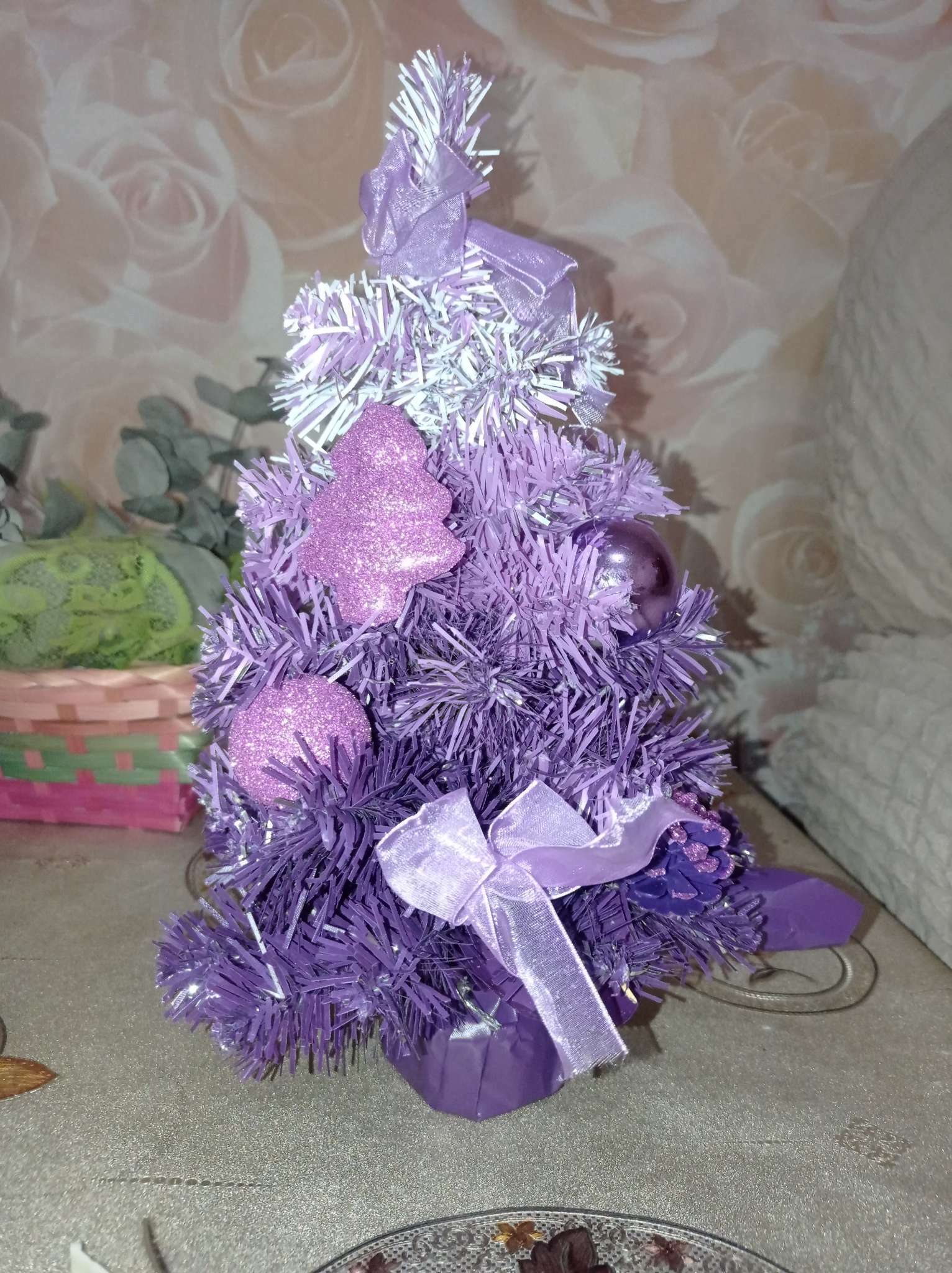 Фотография покупателя товара Ёлка декор "Двойная" 30 см, фиолетовый - Фото 1