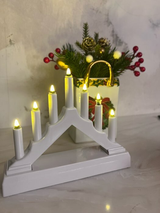 Фотография покупателя товара Светодиодная фигура «Белая рождественская горка», пластик, батарейки ААх2 (не в комплекте), свечение тёплое белое - Фото 1
