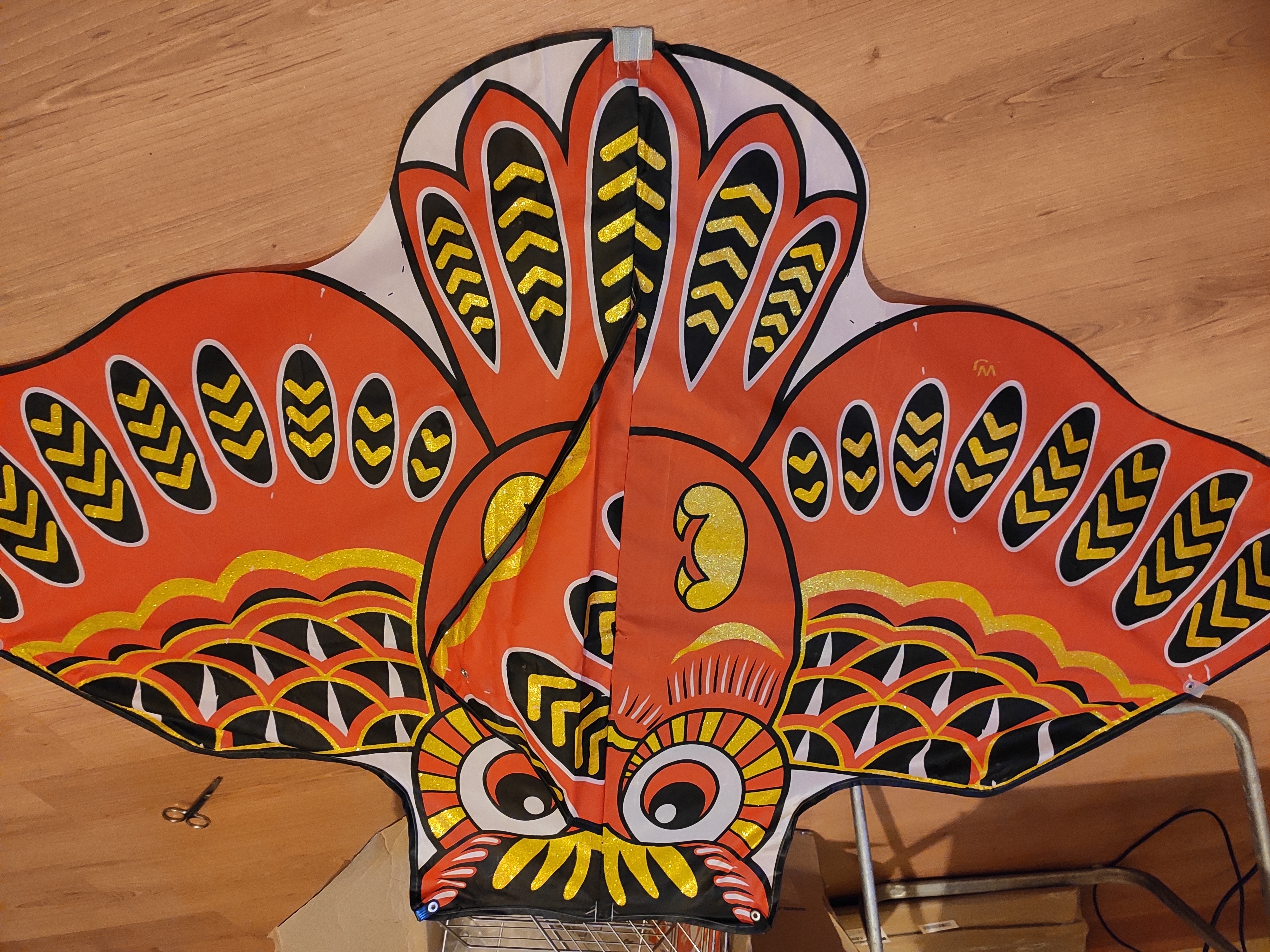 Фотография покупателя товара Воздушный змей «Сова», с леской, цвета МИКС - Фото 3