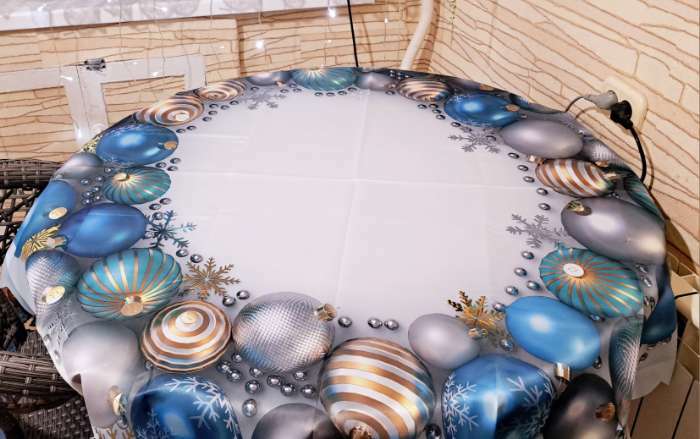 Фотография покупателя товара Скатерть на стол «Круг из шариков», круглая, сатен, d = 150 см - Фото 2