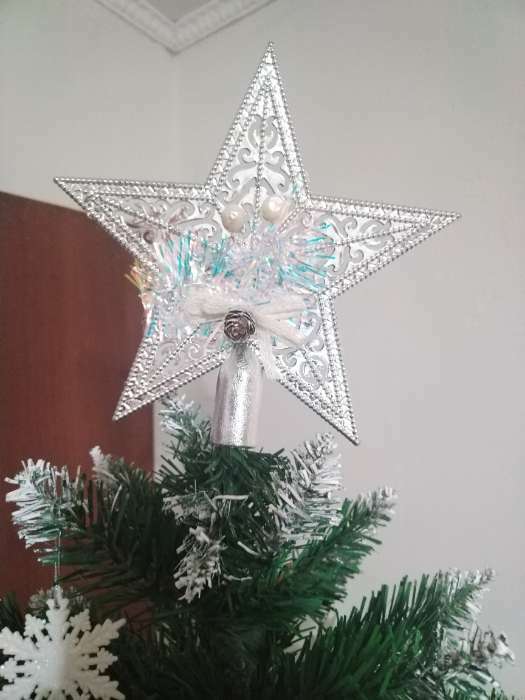 Фотография покупателя товара Наконечник "Звезда" праздничный декор, 18х18 см, серебро