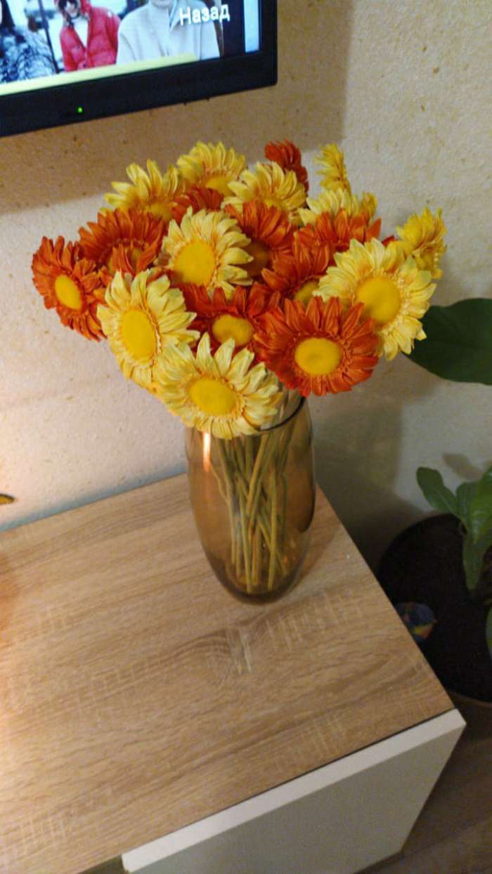 Фотография покупателя товара Цветок искусственный "Гербера Алмак" 8*44 см, жёлтый - Фото 1