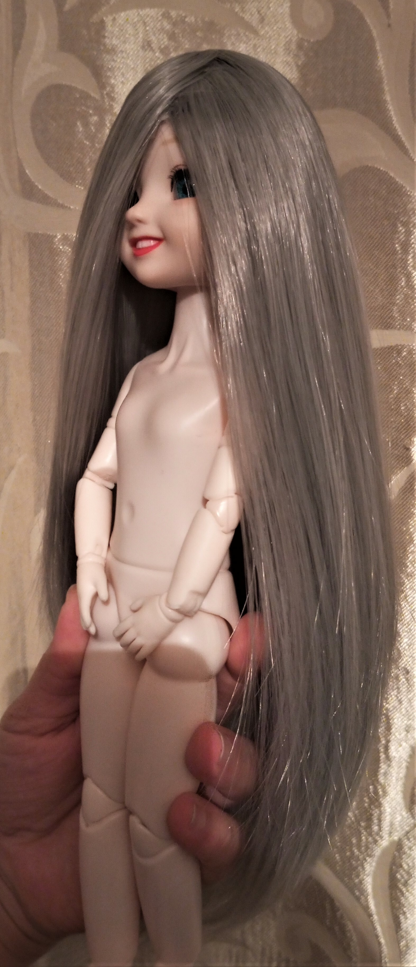 Фотография покупателя товара Волосы - тресс для кукол «Пепельно-серые прямые», длина волос: 25 см, ширина: 150 см - Фото 2