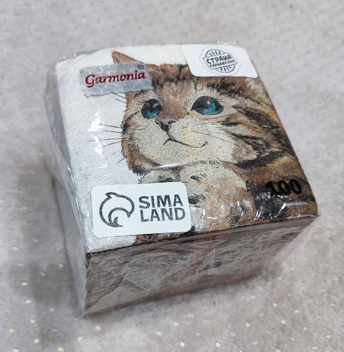 Фотография покупателя товара Салфетки бумажные однослойные «Котёнок», набор 100 штук, 24 × 24 см - Фото 8