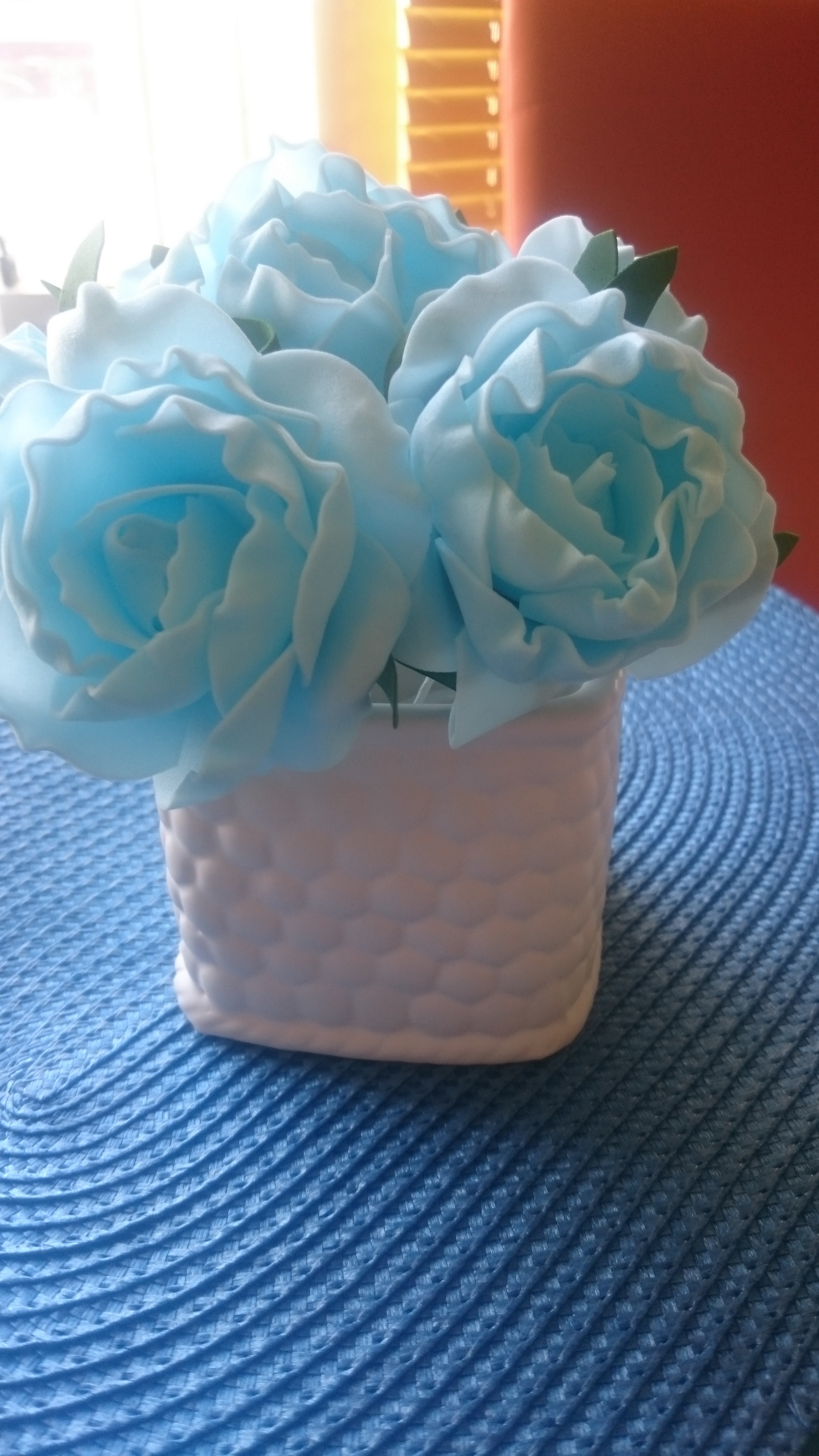 Фотография покупателя товара Букет "Объёмный цветок" 7 цветков, голубой - Фото 2