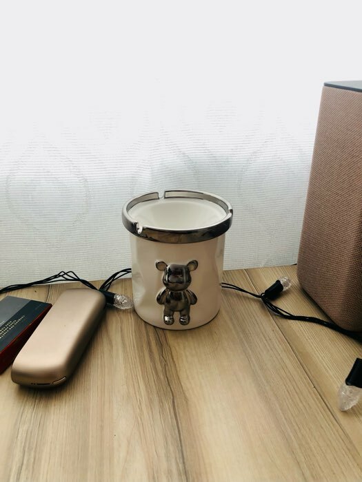 Фотография покупателя товара Пепельница керамическая «Стильный мишка», 9,7×10,3 см, цвет чёрный - Фото 1