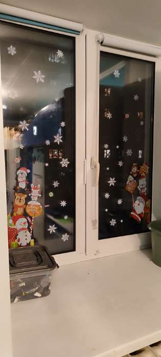 Фотография покупателя товара Наклейки на окна "Новогодние" пингвин, Дед Мороз, 65х45 см - Фото 1