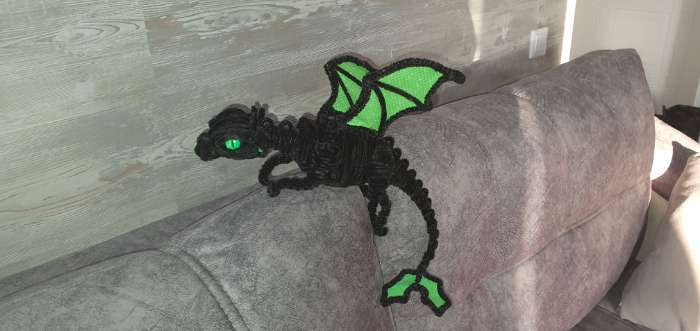 Фотография покупателя товара Игрушка из меховых палочек «Ночка», чёрный дракон - Фото 2
