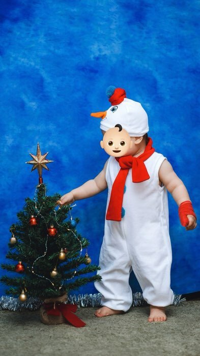 Фотография покупателя товара Карнавальный костюм «Белый снеговик», велюр, комбинезон, шарф, шапка, рост 98 см
