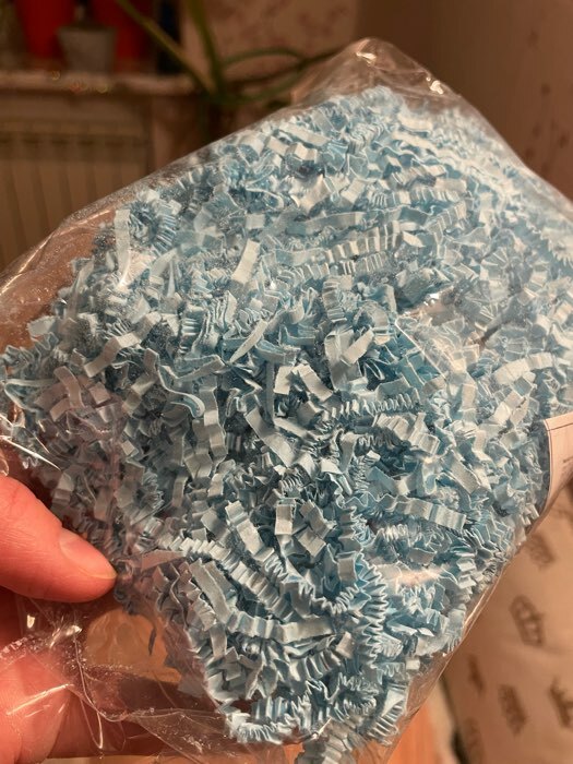 Фотография покупателя товара Наполнитель бумажный для подарков, голубой, 50 г - Фото 2