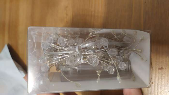 Фотография покупателя товара Гирлянда «Мишура» 2 м роса с насадками «Бусины», IP20, серебристая нить, 100 LED, свечение белое, ААх3 - Фото 2