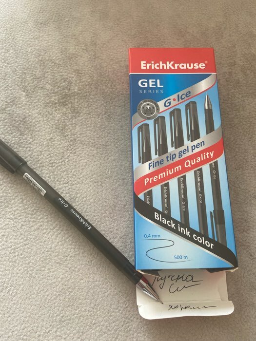 Фотография покупателя товара Ручка гелевая ErichKrause G-Ice, чернила черные, узел 0.5 мм, длина непрерывной линии составляет до 500 метров