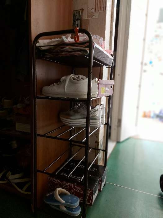Фотография покупателя товара Подставка для обуви, 5 ярусов, 45×30×95 см, цвет медный антик, корзина микс - Фото 2