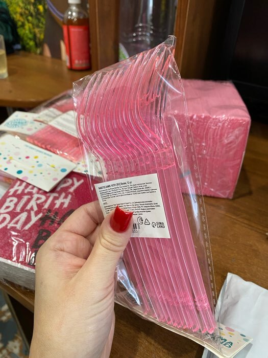 Фотография покупателя товара Вилки пластиковые, в наборе 12 шт., розовые - Фото 3