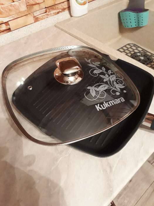 Фотография покупателя товара Крышка для сковороды и кастрюли стеклянная, квадратная, 28 см, с ободом и ручкой из нержавеющей стали