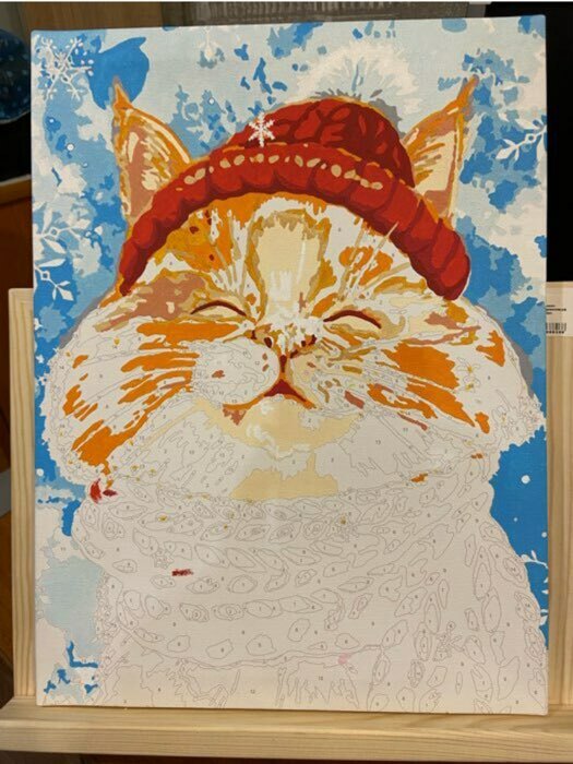 Фотография покупателя товара Картина по номерам на холсте с подрамником «Довольный кот» 30 × 40 см - Фото 1