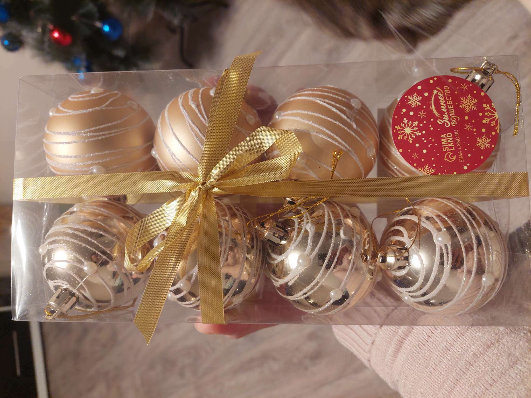 Фотография покупателя товара Ёлочные игрушки «Жемчужный орион», шары новогодние, d=6 см, набор 8 шт., золотистый - Фото 7